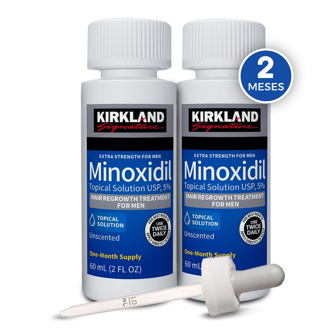 Minoxidil Kirkland 5% - 2 Frascos + Conta Gotas